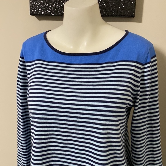 Tuckernuck STS Sail To Sable Sweater Dark Blue Striped Knit Pullover Top Size L - Picture 2 of 8